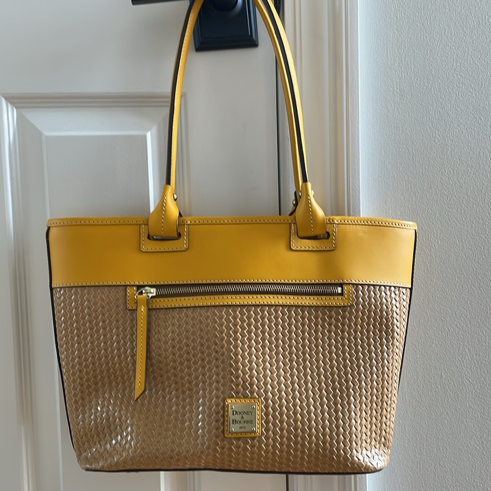 Dooney & Bourke Yellow and Tan Structured Tote